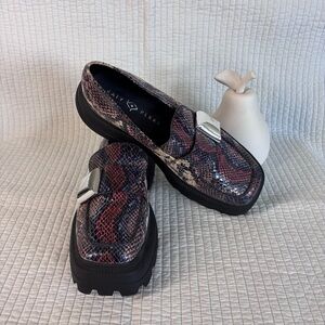 Katy Perry Geli Combat Loafer Snakeskin Multi Red Purple Size 11